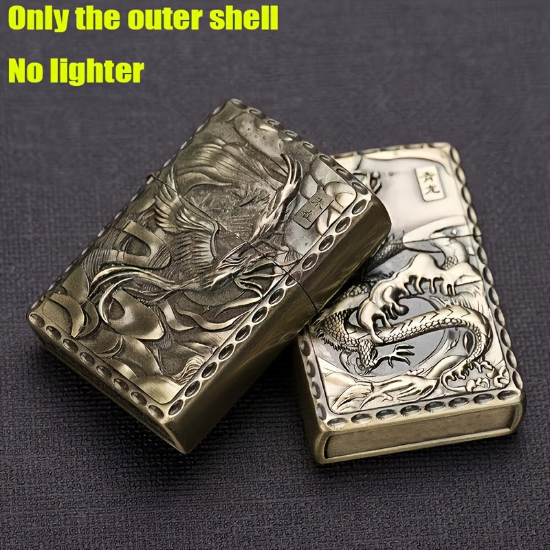 Bronze Relief Wall Decor With Four Divine Beasts and Windproof Lighter Case