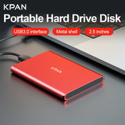 500GB Portable Hard Drive 2.5 Inch Metal Shell USB 3.0 for Laptop in Silver Gray Red