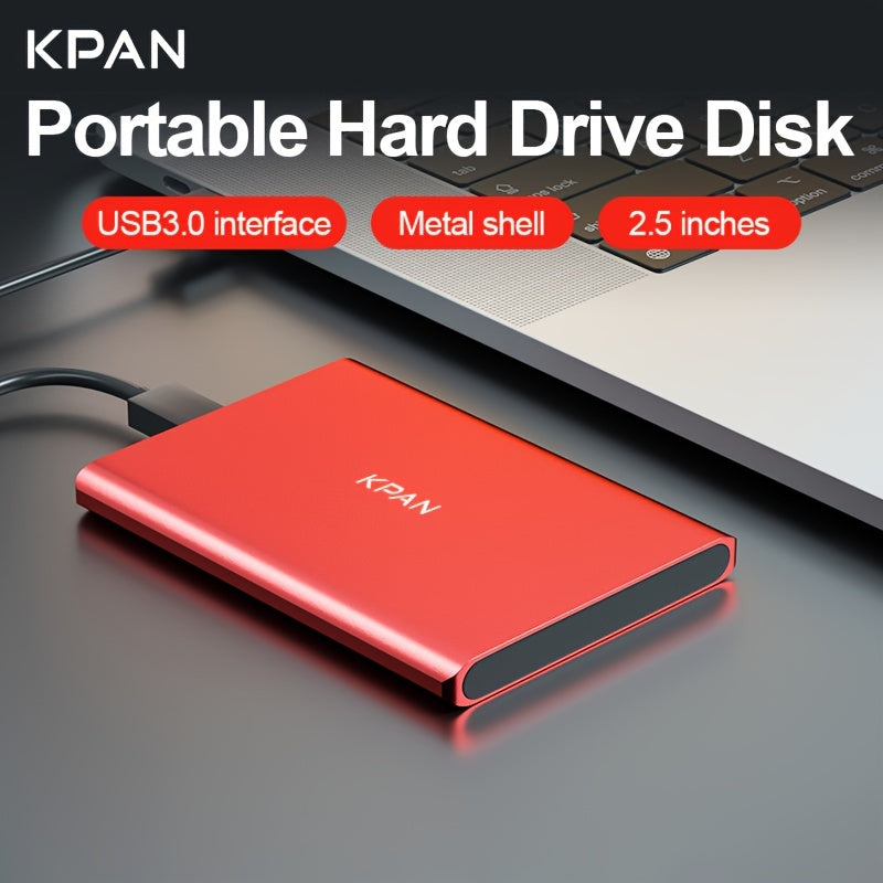 500GB Portable Hard Drive 2.5 Inch Metal Shell USB 3.0 for Laptop in Silver Gray Red