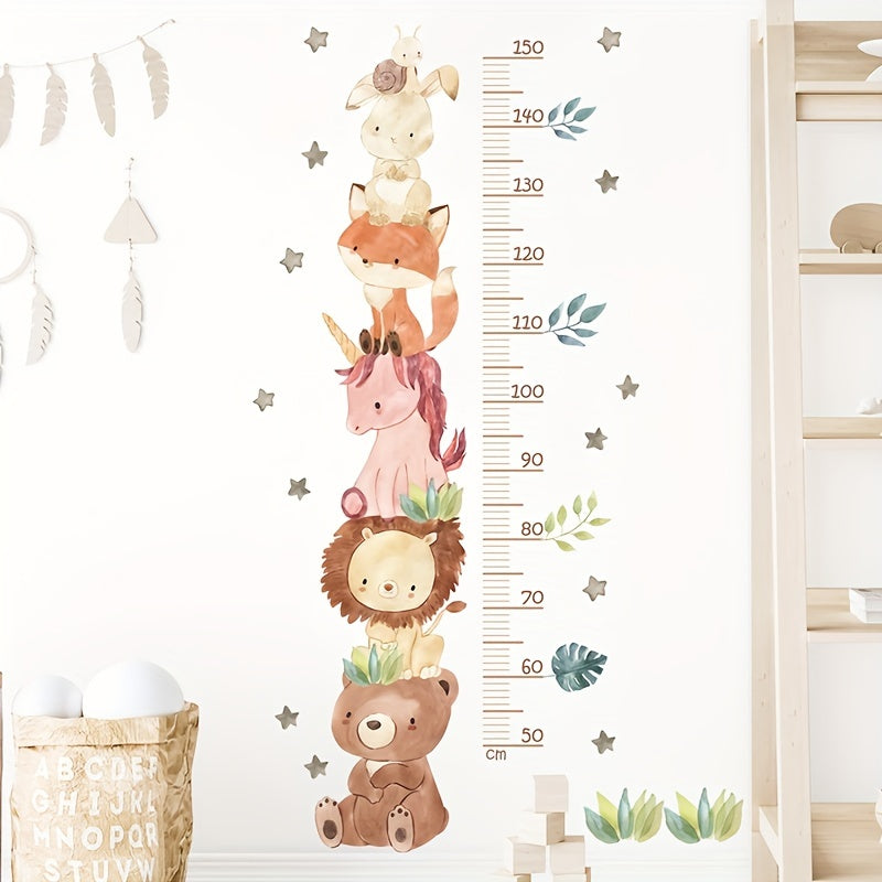 Cartoon Animal Height Measurement Wall Decals for Kids Room Decor
