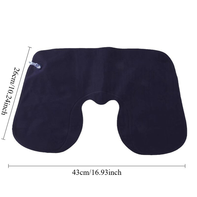 Inflatable Travel Neck Pillow U-Shaped Plush Washable Cover for Car Sleep