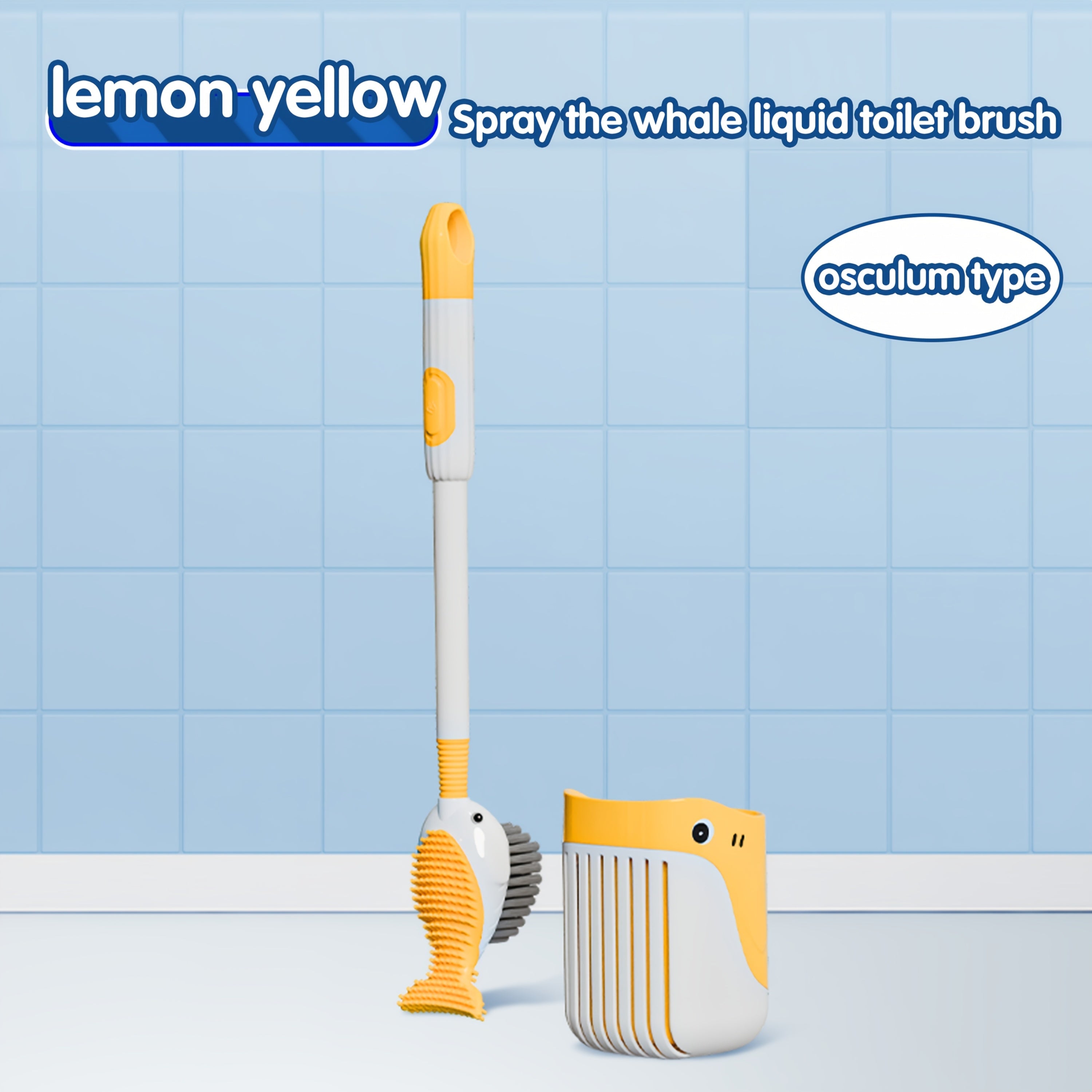 Silicone Whale Toilet Brush with Soap Dispenser and Long Handle