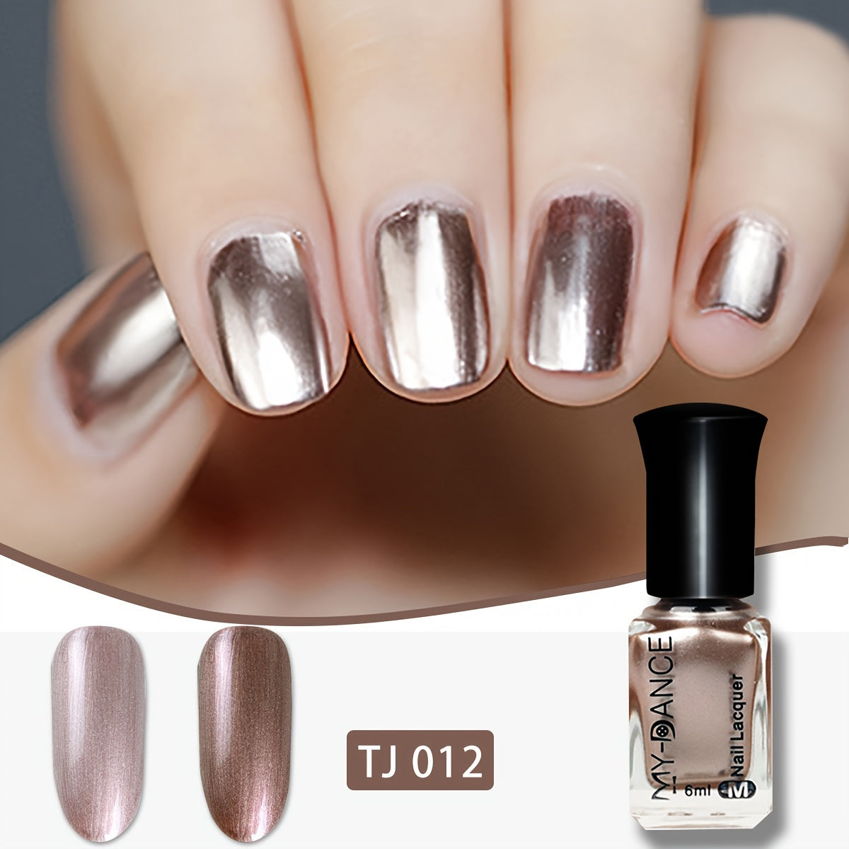 Women Metallic Black Nail Polish Quick-Dry Long-Lasting Glossy