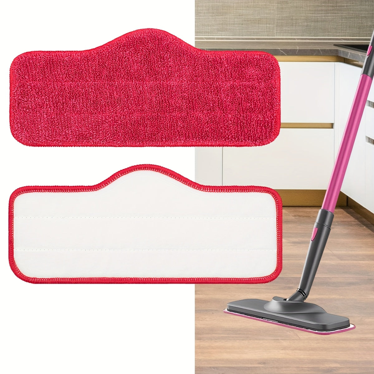 2/4 ta qayta ishlatiladigan, yuviladigan bug'li mop mato to'plami, polni tozalash uchun