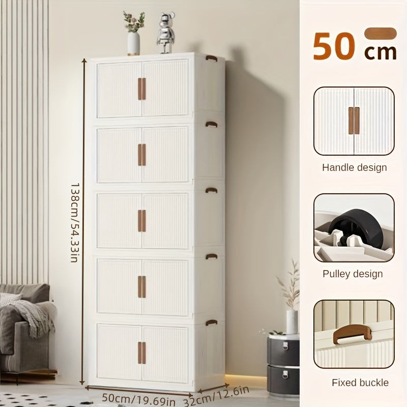 Foldable Plastic Storage Bin with 4/5 Tiers Large Capacity for Clothes Toys Books