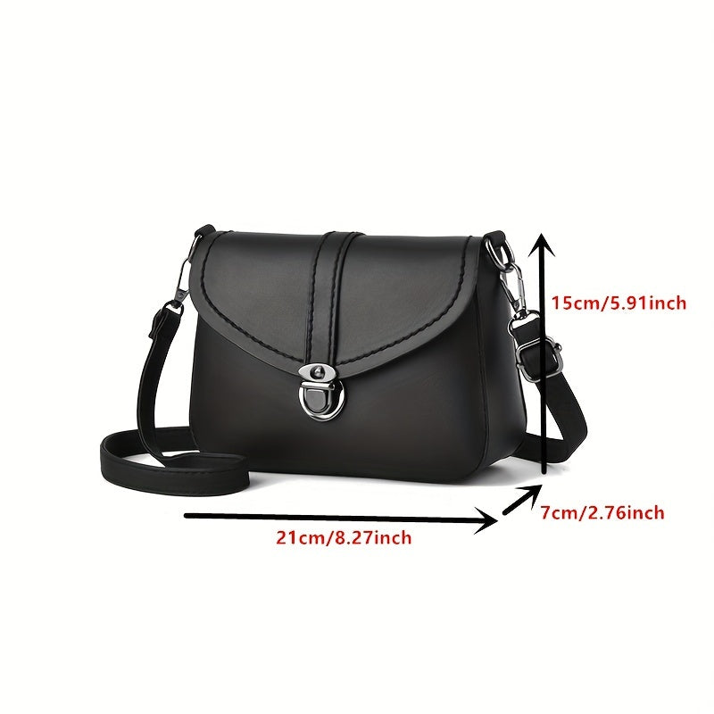 Women's Black Faux Leather Crossbody Bag Zipper Closure Minimalist Casual Purse