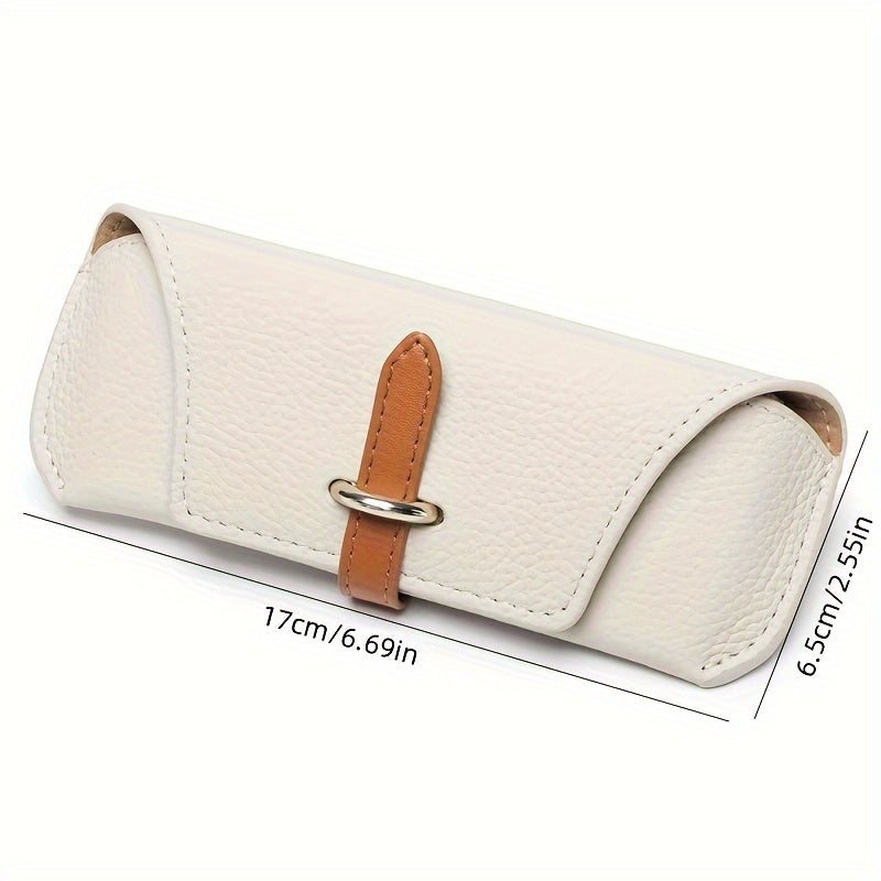 Leather Glasses Case Durable Pouch with Anti-Pressure Lens Holder for Eyewear