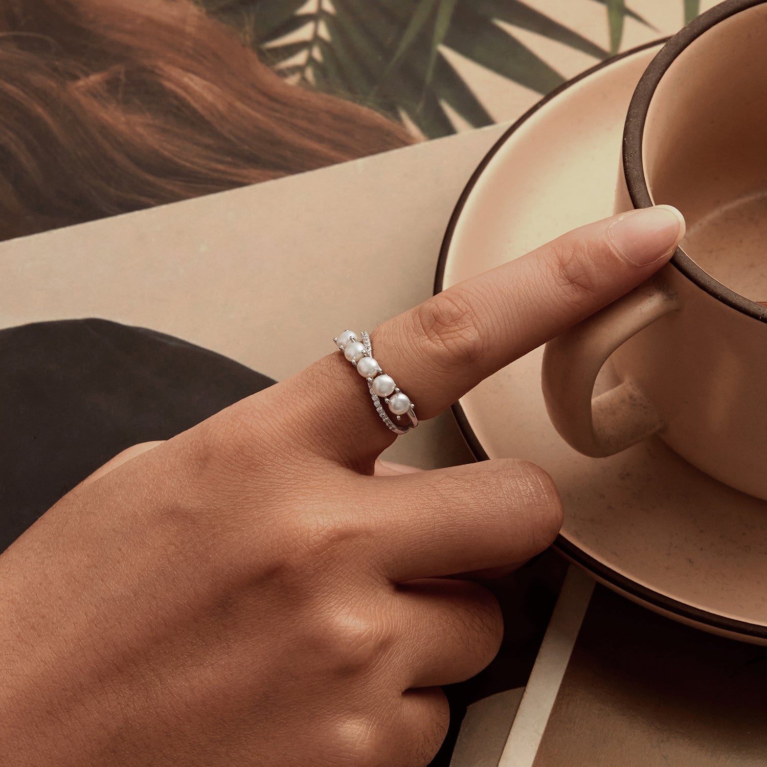 Women's Silver Anniversary Ring with Infinity Symbol and Freshwater Pearls