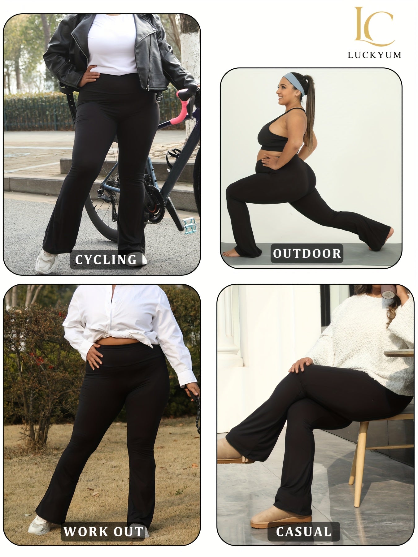 Women's Flare Leggings High Waist Tummy Control Solid Color Knit Wide Leg Activewear