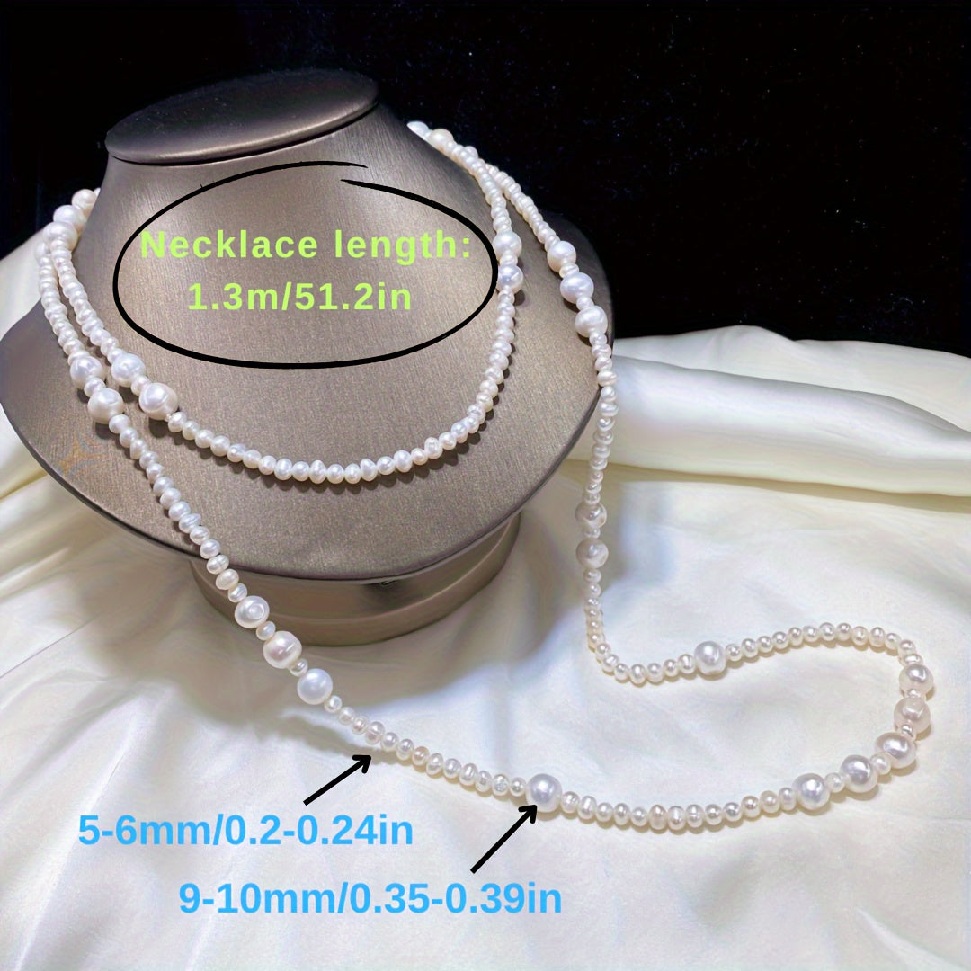 Women’s Freshwater Pearl Necklace Long Minimalist Sweater Chain Gift