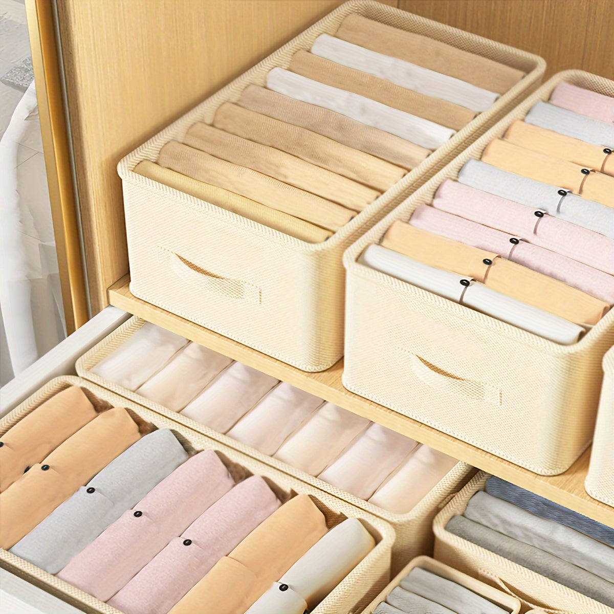 Foldable Fabric Clothes Organizer with Drawer Storage for Pants and Apparel