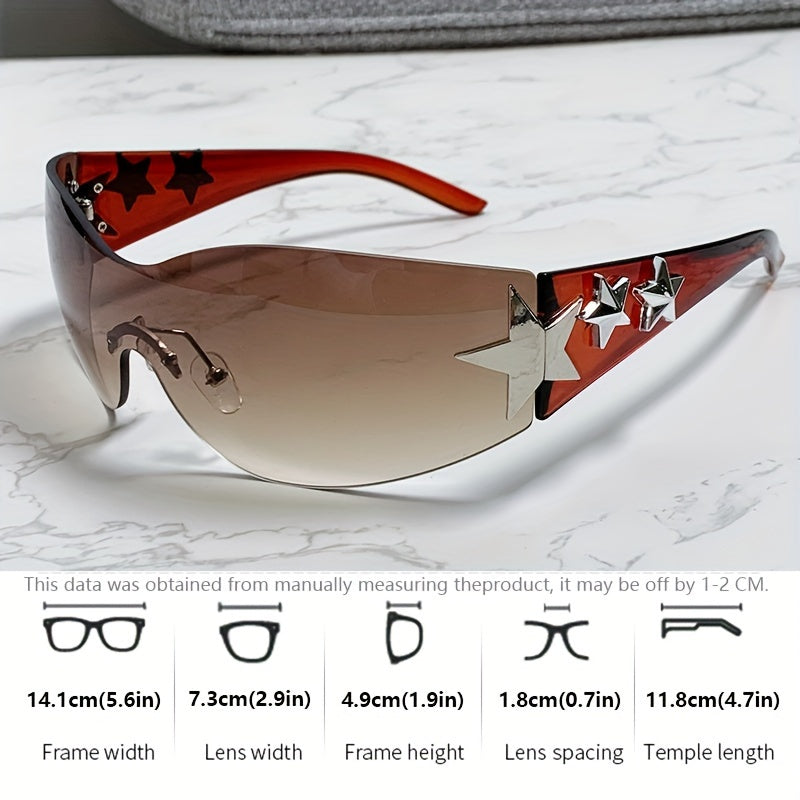 Women's One-Piece Star Rimless Gradient Sunglasses for Cycling Beach Parties