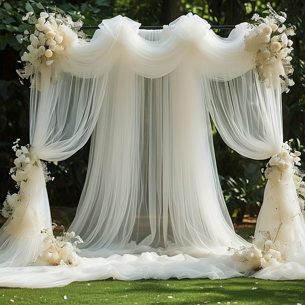 White Chiffon Tulle Curtain for Weddings and Events 19.7ft Long x 236.5ft Wide Sheer Polyester