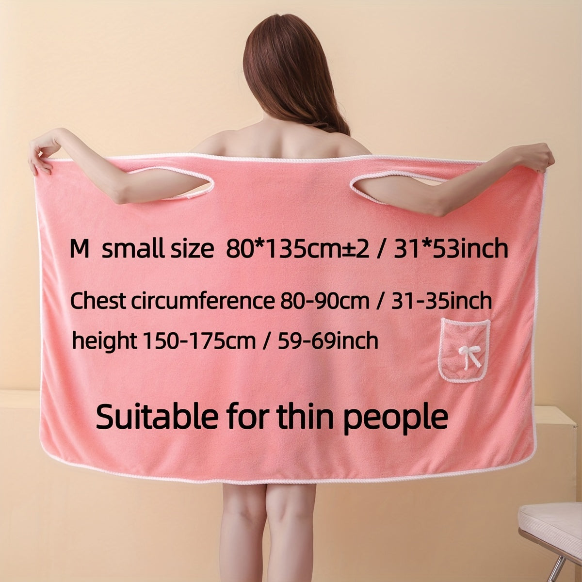 Women's Bath Towel with Pocket Absorbent and Adjustable for Bathroom and Home