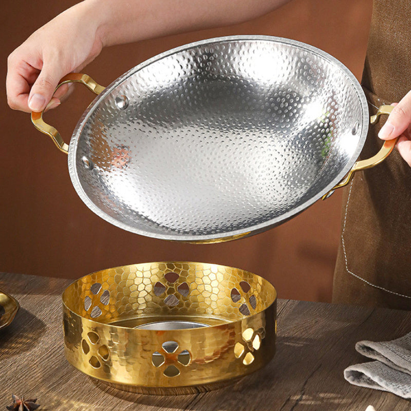 Portativ Nikel qotishmasidan yasalgan Wok to'plami - Uyda va ochiq havoda pishirish uchun ideal, katta sig'im, tez issiqlik taqsimoti va oson tozalanadi.