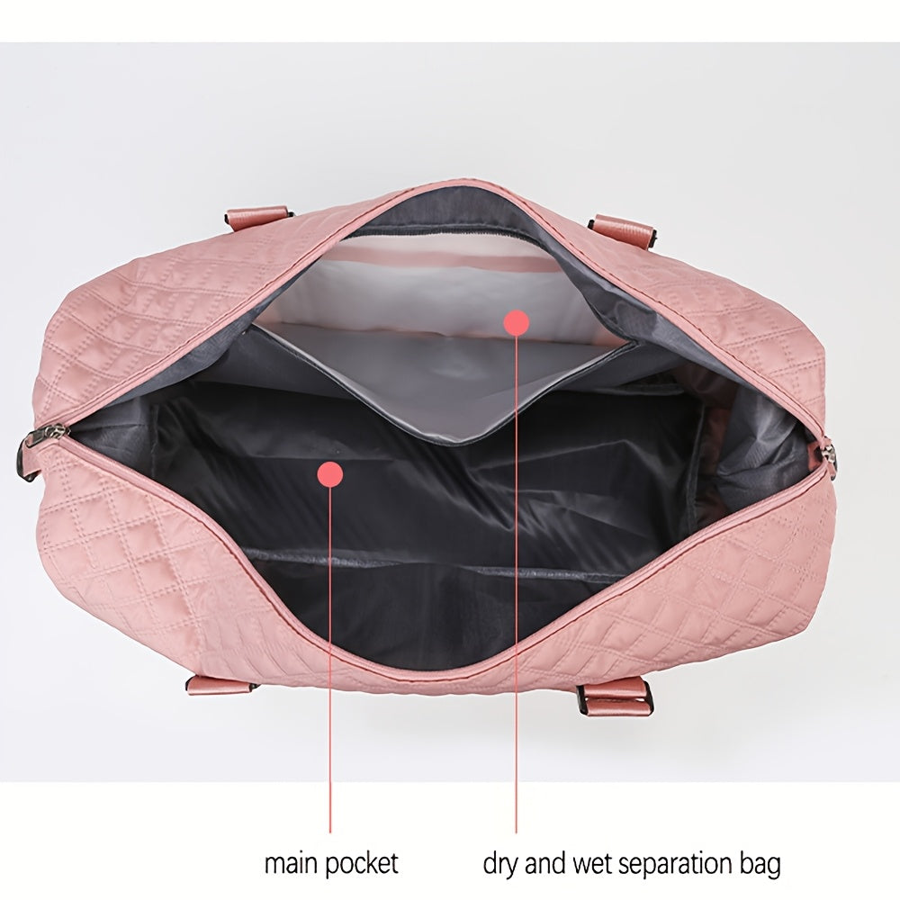 Polyester Travel Bag Set with Shoe Compartment for Men and Women Black Beige Pink Royal Blue