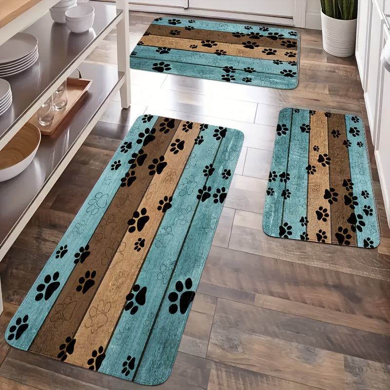Dog Paw Print Entryway Mat Fast-Absorbing Quick-Dry Bath Rug Machine Washable Indoor Rug