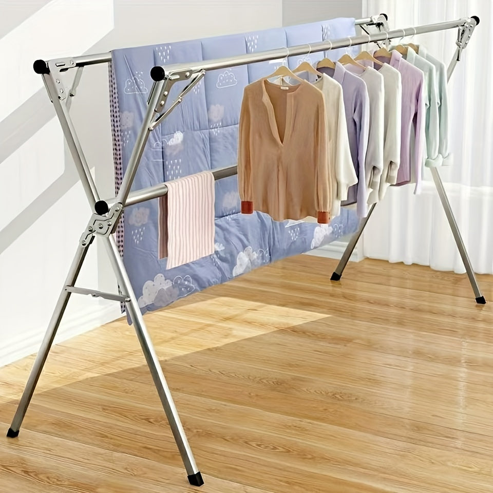 Stainless Steel Folding Clothes Drying Rack Indoor Outdoor Expandable Freestanding