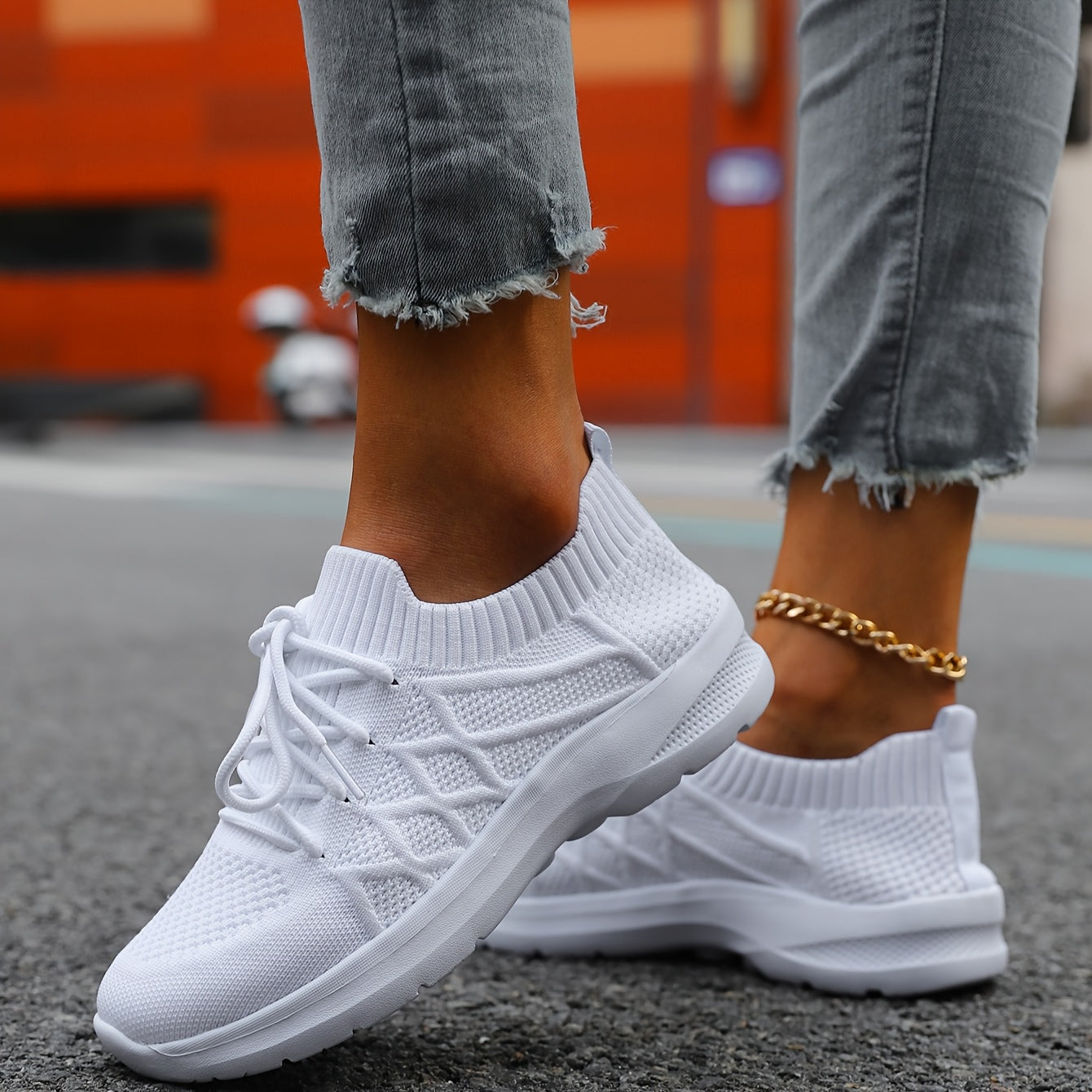 Women's Breathable Knit Sneakers Lightweight All-Season Casual Running Shoes