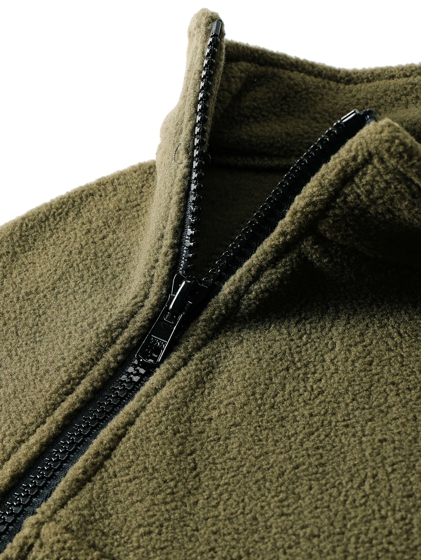 Men's Polyester Fleece Hoodie Zipper Stand Collar Solid Color Spring Fall Casual