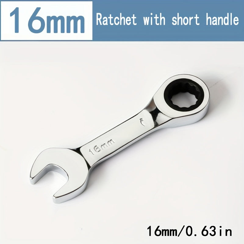 Mini Two-Way Ratchet Wrench, 72 Tooth, Metal Open-End, Durable Rust-Proof