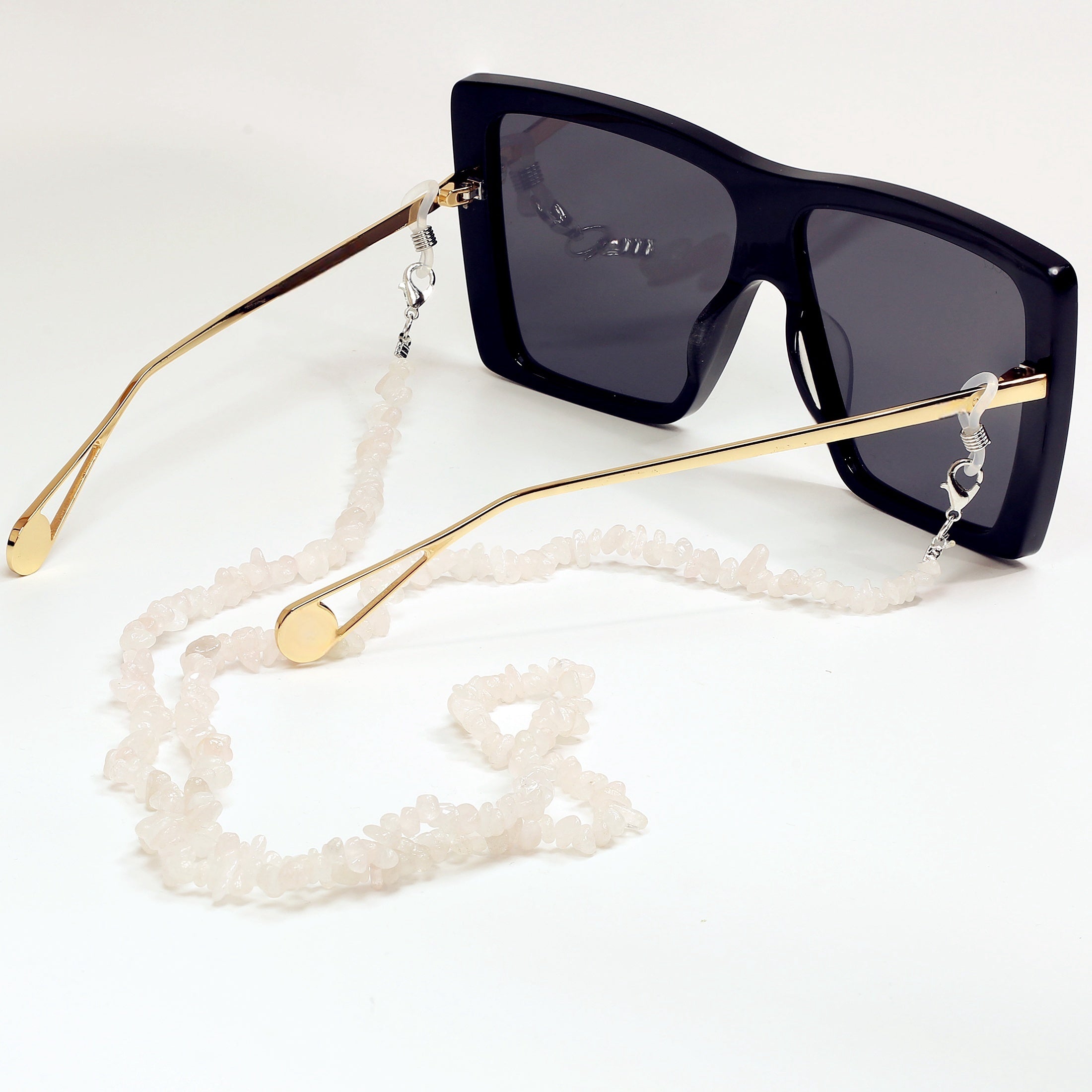 Цепочка из натуральных кристаллических чипсов с подвеской для очков и подвеской для наушников с кристаллом