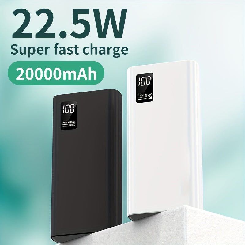 Portable 20000mAh Power Bank with 22.5W Fast Charging USB C PD QC LED Display