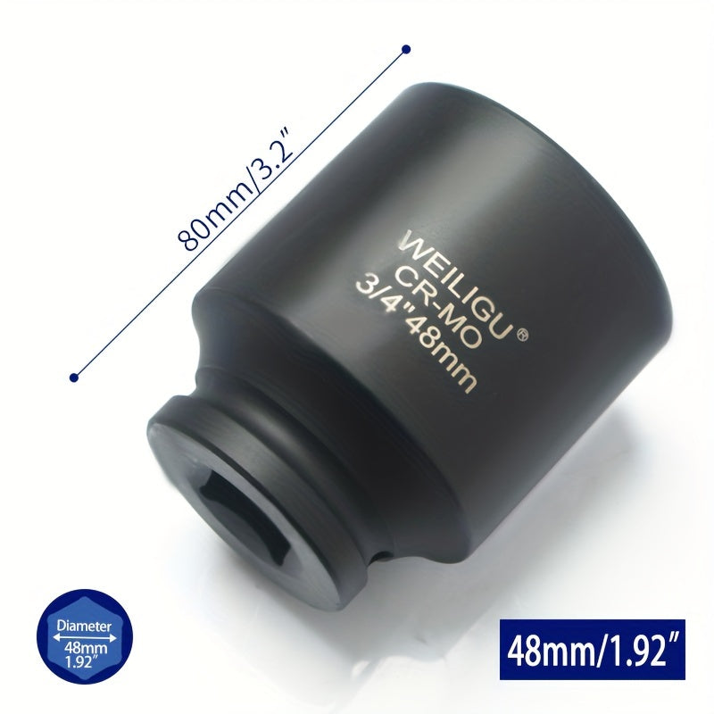 Тяжелая пневматическая головка-ключ 3/4 дюйма, средняя длина, хром-ванадий