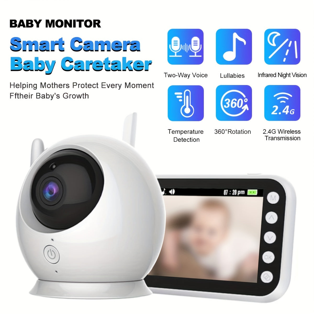 Indoor Security Camera with Infrared Night Vision Two-Way Audio 720P HD Rechargeable Battery