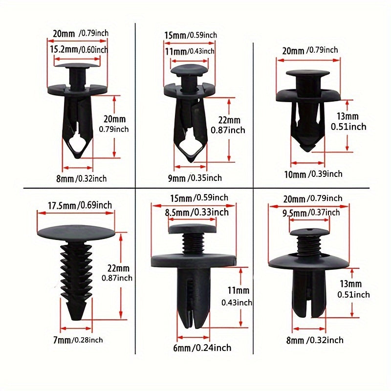 190pcs Auto Plastic Bumper Clips Fixing Nail Kit Car Body Rivets Fasteners