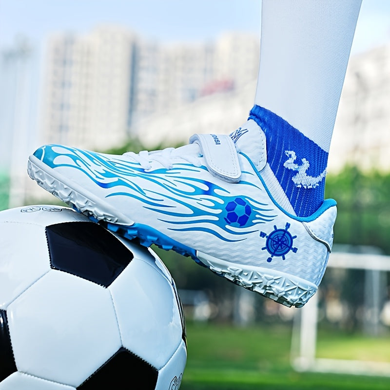 Boys' Breathable Non-Slip Soccer Shoes Blue White Geometric All-Season