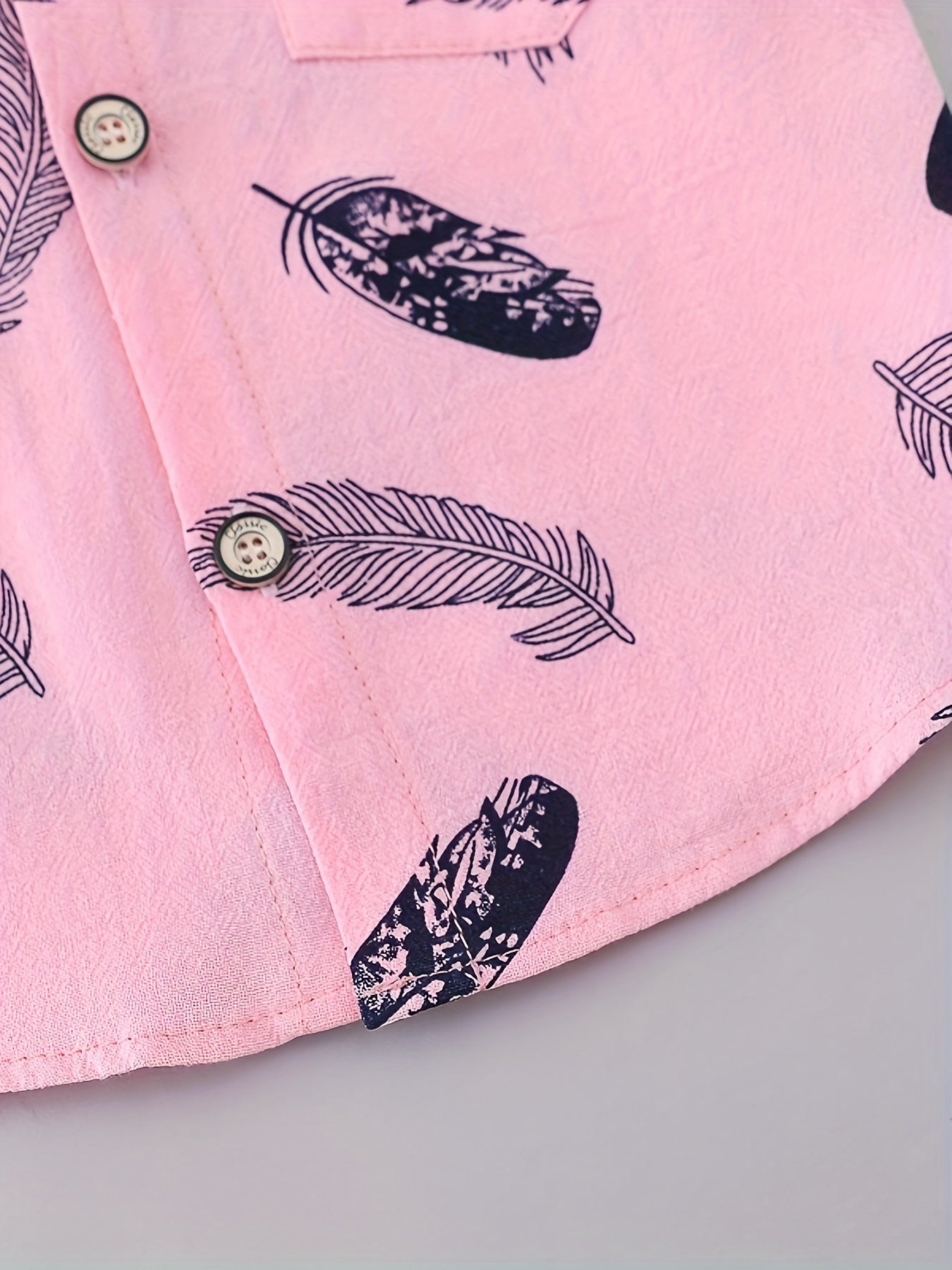 Baby Boys' Summer Cotton Casual Feather Pattern Shirt and Shorts Set