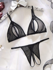 Women's Lingerie Set Satin Lace Bra and Panty Pack of 2