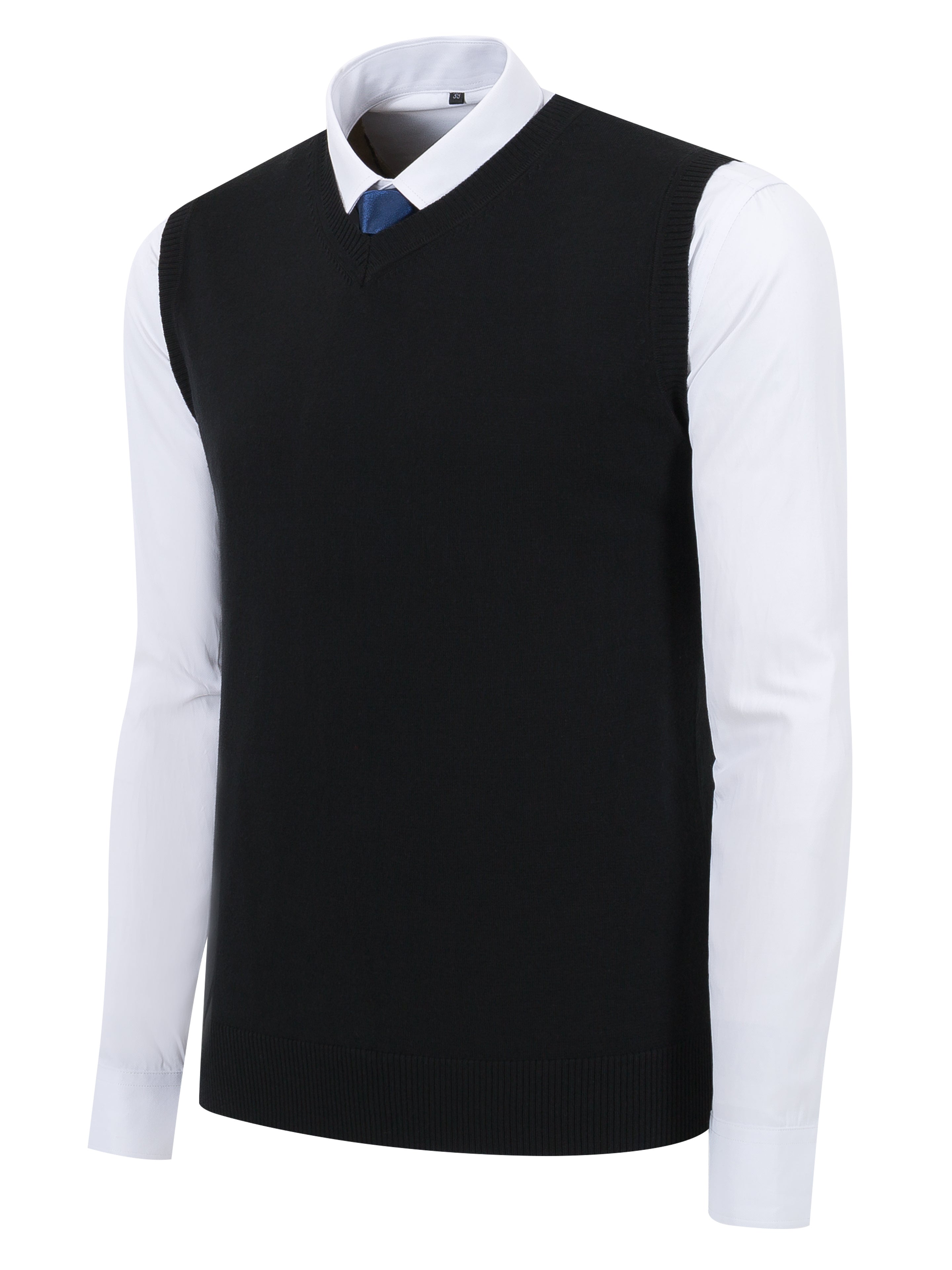 Men's Plus Size Sleeveless Knit Sweater Vest in Dark Green V-Neck for Office and Golf