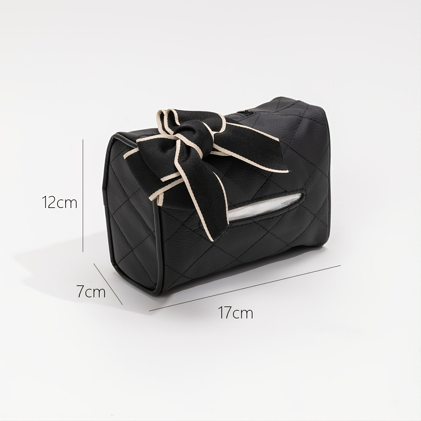 Car Interior Tissue Holder Black PU Leather Storage Bag Decorative