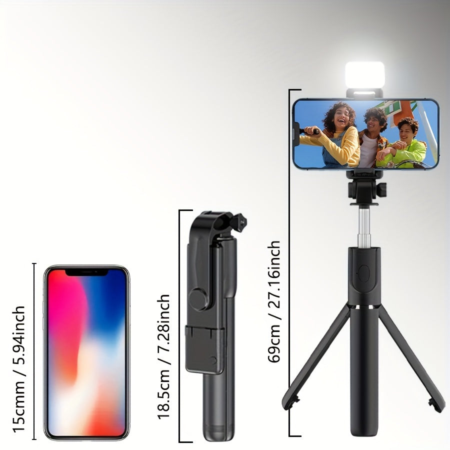 Wireless Selfie Stick Tripod with Fill Light Anti-Shake 360° Phone Holder