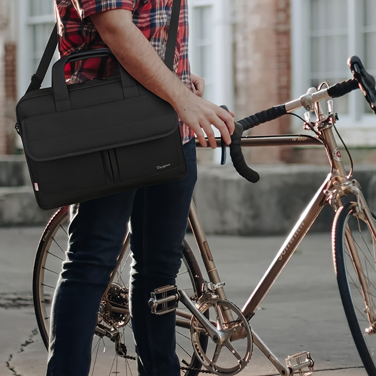 TAYGEER 15.6-дюймовая сумка для ноутбука черного цвета, прочный полиэстер с регулируемым ремнем, многофункциональный органайзер для бизнеса и путешествий, идеальный подарок для мужчин и женщин, универсальный и стильный