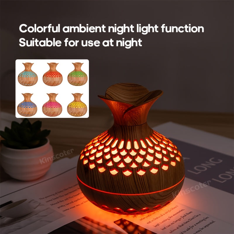 Portable USB Night Light Humidifier Wooden Style Colorful LED Night Light