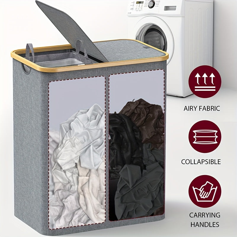 Large Laundry Hamper with Lid and Detachable Bags for Clothes Storage in Laundry Rooms and Dorms