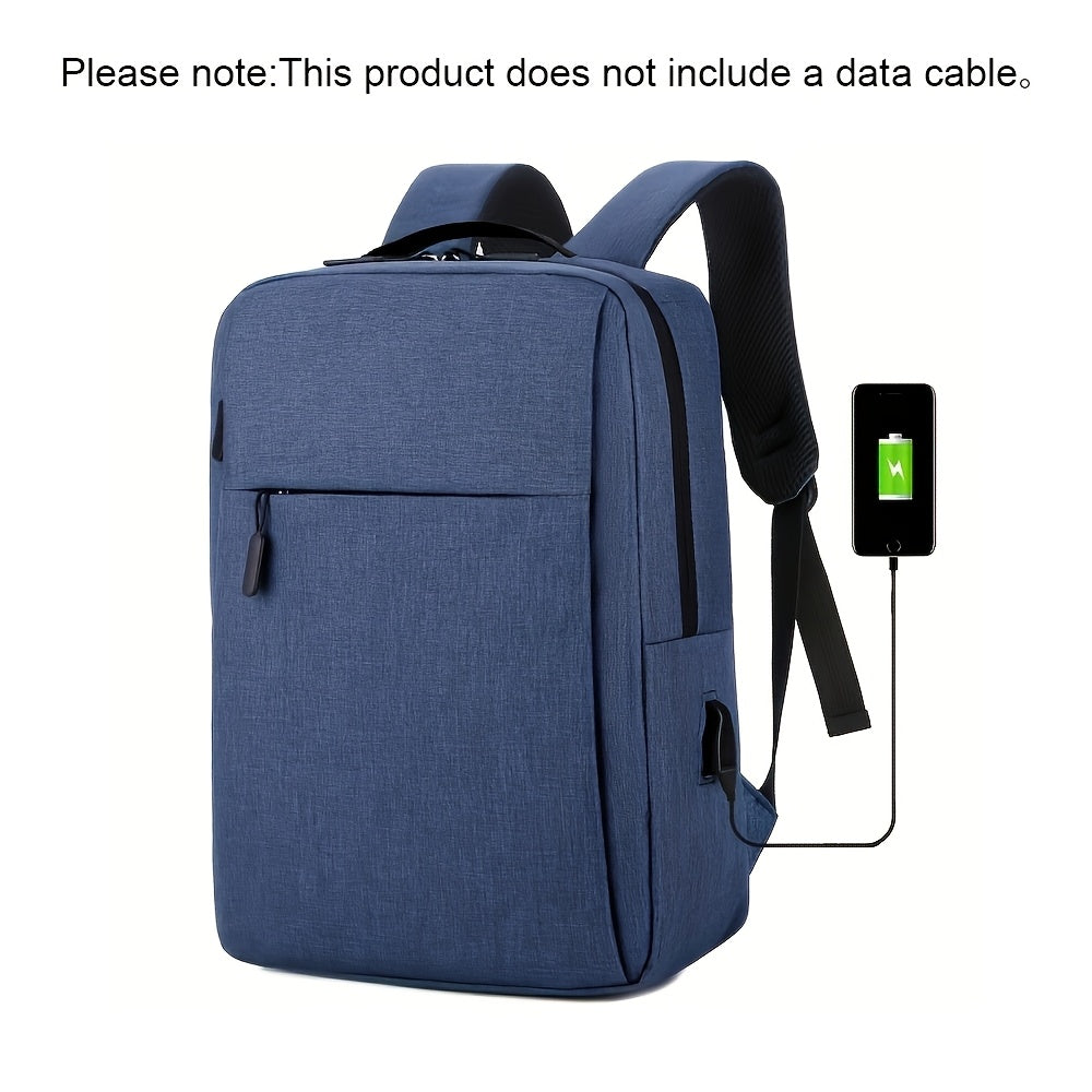 Grey Fabric Laptop Backpack with Zipper Closure and Adjustable Strap for School and Outdoor Use