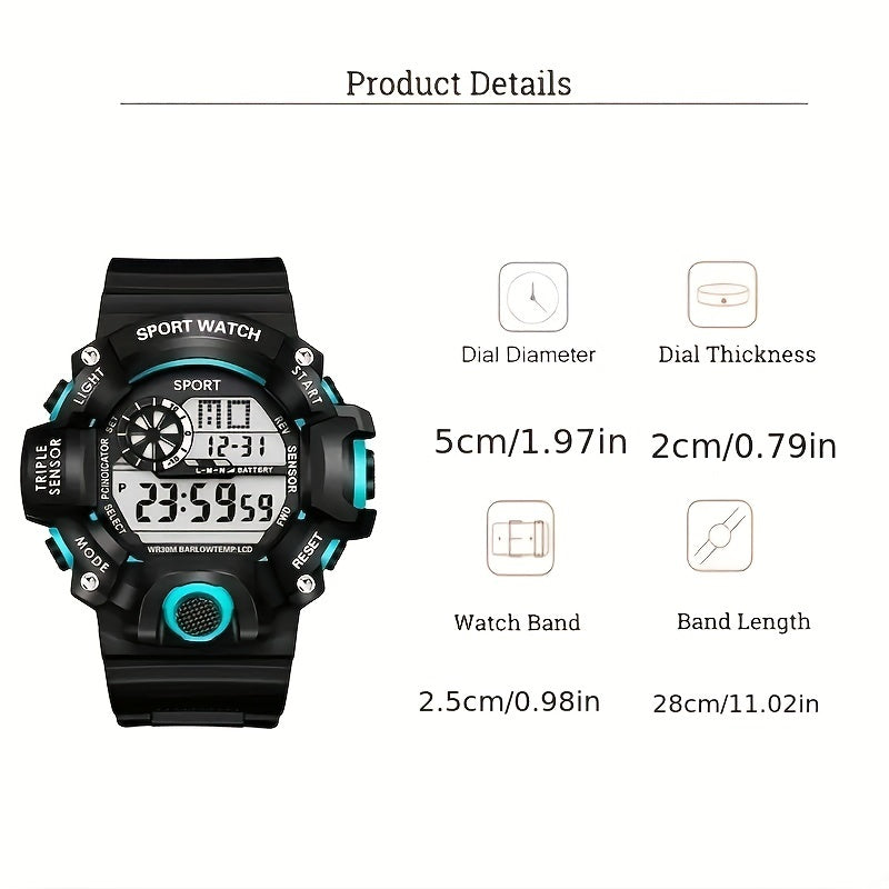 Men's Smartwatch with Night Light Alarm Sports Watch Fitness Tracker
