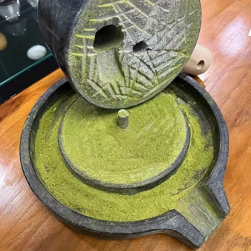 Handcrafted Bluestone Grinder Set for Tea Coffee Pepper with Matcha Utensils
