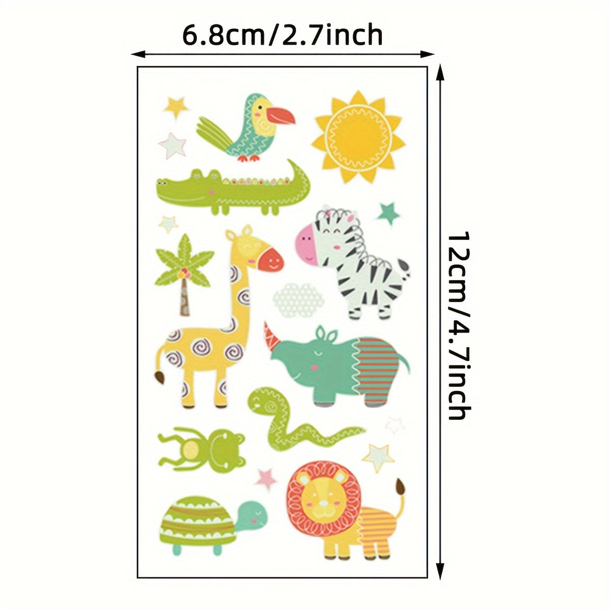 68-Pack Glow in the Dark Temporary Tattoos for Kids Animal Series Waterproof Stickers