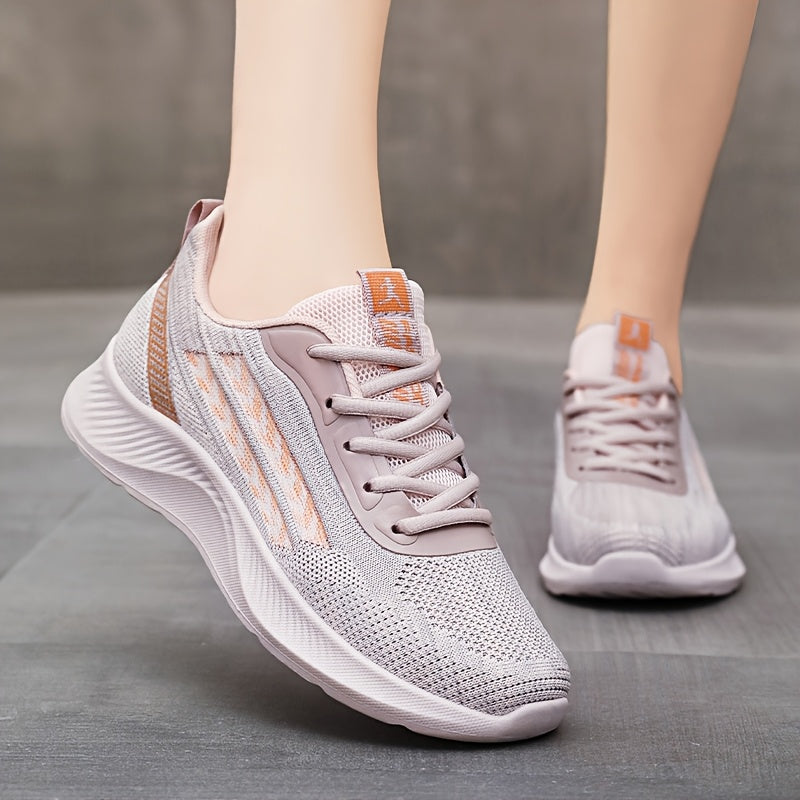 Women's Lightweight Mesh Running Sneakers White Purple Casual Low-Top