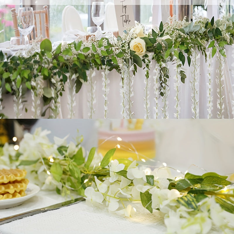 Artificial Wisteria Garland 182.88cm Faux Purple Vine Flowers for Outdoor Home Decor