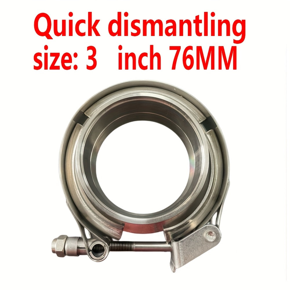 Avtomobil chiqindi quvurlari uchun zanglamaydigan po'latdan yasalgan V-boltli klamplar to'plami, turbo quvur uchun 5.08-7.62 sm