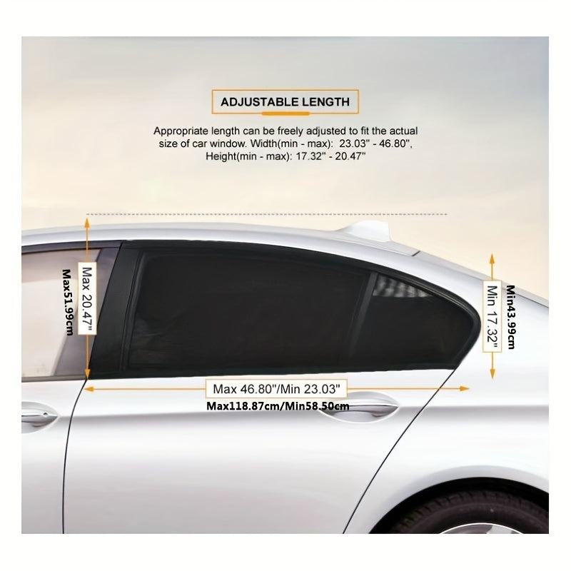 2 dona Avtomobil orqa eshik quyosh nuri himoyalovchi tarmoq nafas oladigan oynani yopish uchun quyosh nuri himoyasi