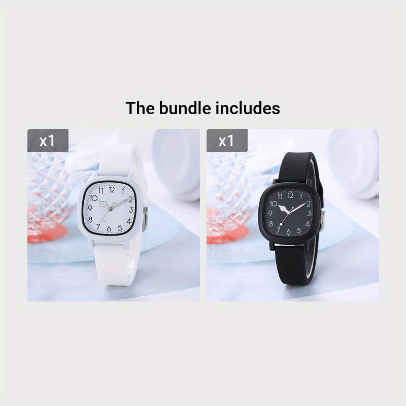 Women's Casual Square Pointer Quartz Watch with Silicone Strap in Candy Colors