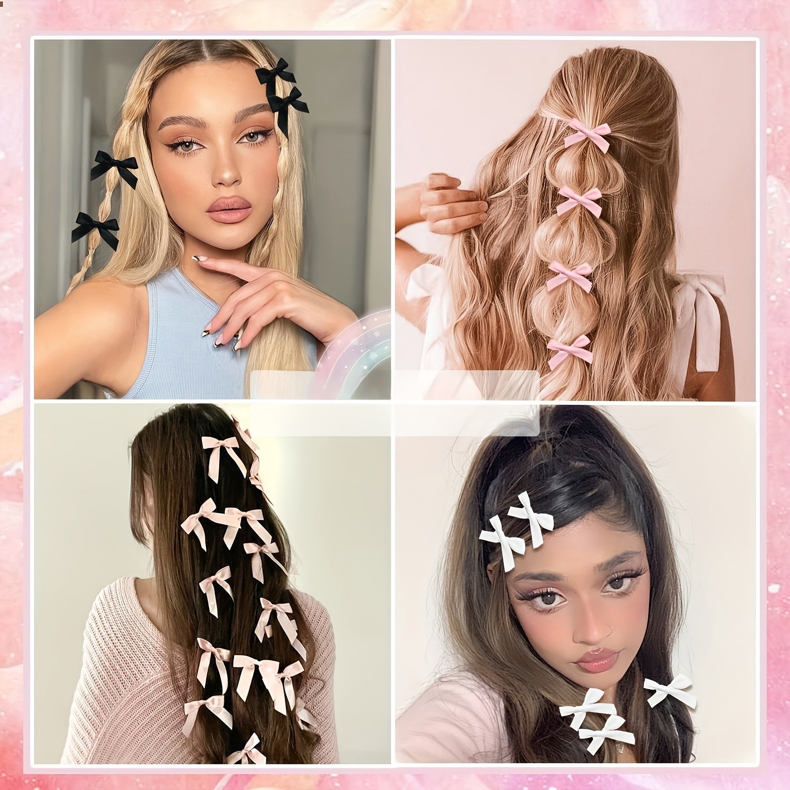 30 ta mini soch bog'lamlari, o'smirlar uchun, Boho Chic, to'liq rangli polyester, sirpanmaydigan