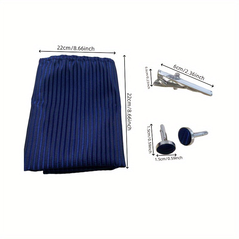 Men's Tie Set with Cufflinks Square Scarf Tie Clip and Gift Box